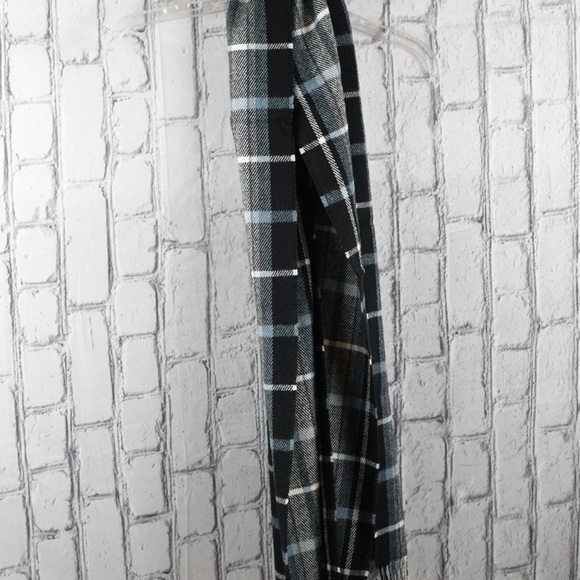 SCARF, OLD NAVY, Black Blue PLAID, VERY SOFT , LONG, FRINGE, NWT - Picture 3 of 4